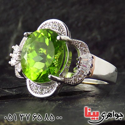 انگشتر زبرجد زنانه رودیوم مدل بیتا _کد:13498