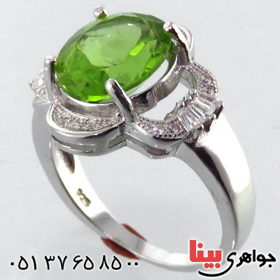 انگشتر زبرجد زنانه رودیوم مدل بیتا _کد:13498