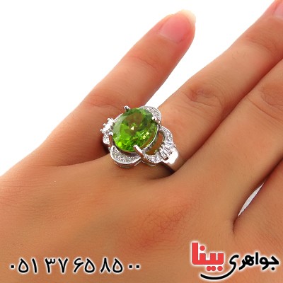 انگشتر زبرجد زنانه رودیوم مدل بیتا _کد:13498