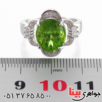 انگشتر زبرجد زنانه رودیوم مدل بیتا _کد:13498