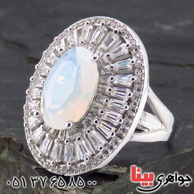 انگشتر اوپال مجلسی زنانه رودیوم مدل گلسا _کد:13503