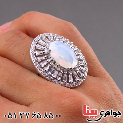 انگشتر اوپال مجلسی زنانه رودیوم مدل گلسا _کد:13503