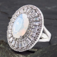 انگشتر اوپال مجلسی زنانه رودیوم مدل گلسا 