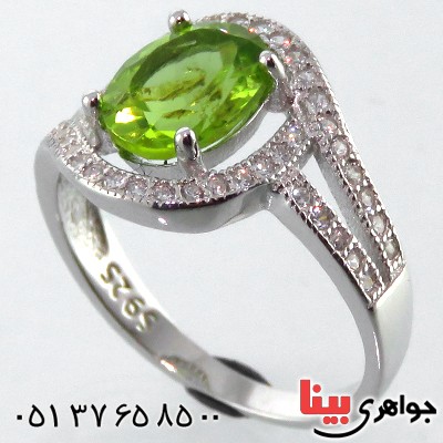 انگشتر زبرجد زنانه رودیوم مدل سیمین _کد:13511