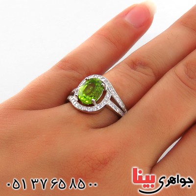 انگشتر زبرجد زنانه رودیوم مدل سیمین _کد:13511