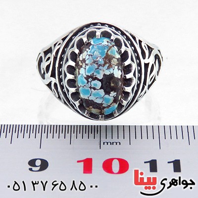 انگشتر فیروزه نیشابوری شجری مردانه اسلیمی _کد:13513