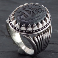 انگشتر حدید صینی درشت مردانه حکاکی برجسته یا محمد 