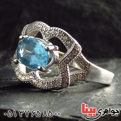 انگشتر توپاز زنانه رودیوم مدل سمن _کد:13515