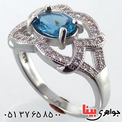 انگشتر توپاز زنانه رودیوم مدل سمن _کد:13515