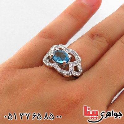 انگشتر توپاز زنانه رودیوم مدل سمن _کد:13515