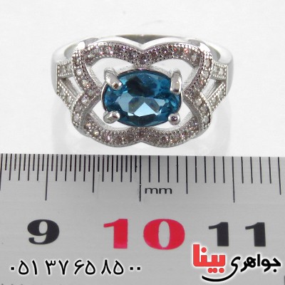 انگشتر توپاز زنانه رودیوم مدل سمن _کد:13515