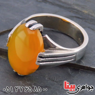 انگشتر عقیق شرف الشمس مردانه چهار چنگ _کد:13517