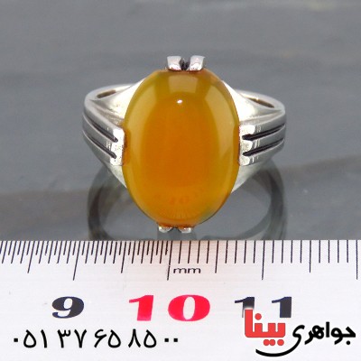 انگشتر عقیق شرف الشمس مردانه چهار چنگ _کد:13517