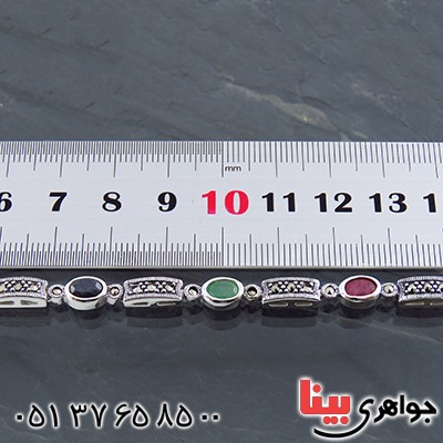 دستبند چند جواهر یاقوت و زمرد زنانه سنگین درجه یک _کد:13519