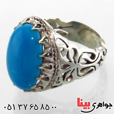 انگشتر فیروزه عجمی مردانه درشت خاص _کد:1857