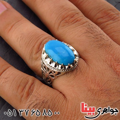 انگشتر فیروزه عجمی مردانه درشت خاص _کد:1857