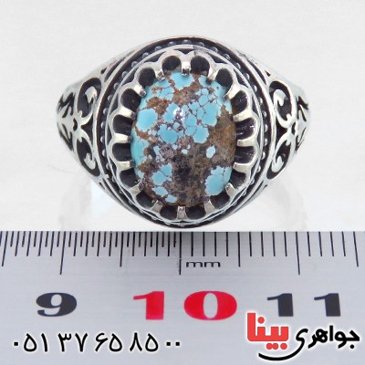 انگشتر فیروزه نیشابوری شجری مردانه اسلیمی _کد:13527