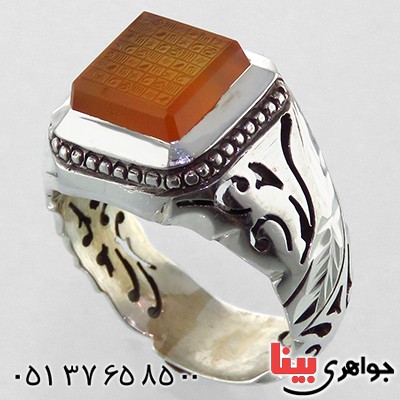 انگشتر عقیق یمنی مردانه هفت شرف ضابطی (اصلی) _کد:1859