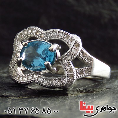 انگشتر توپاز زنانه رودیوم مدل نرمین _کد:13530