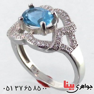 انگشتر توپاز زنانه رودیوم مدل نرمین _کد:13530