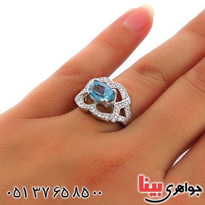 انگشتر توپاز زنانه رودیوم مدل نرمین _کد:13530