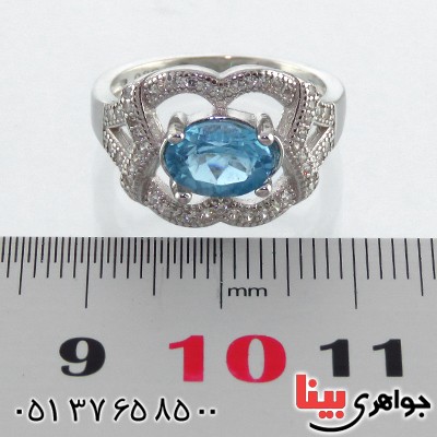 انگشتر توپاز زنانه رودیوم مدل نرمین _کد:13530