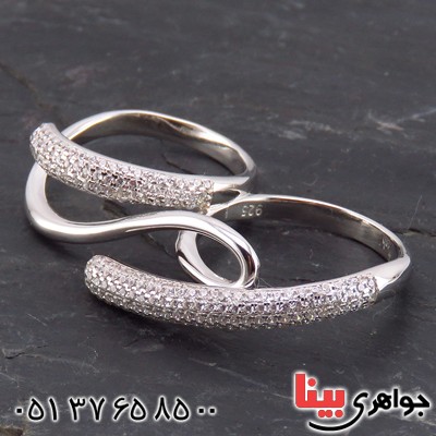 انگشتر اتمی زنانه رودیوم مجلسی دو انگشتی _کد:13537