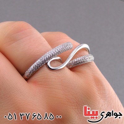 انگشتر اتمی زنانه رودیوم مجلسی دو انگشتی _کد:13537