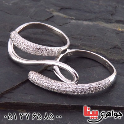 انگشتر اتمی زنانه رودیوم مجلسی دو انگشتی _کد:13537