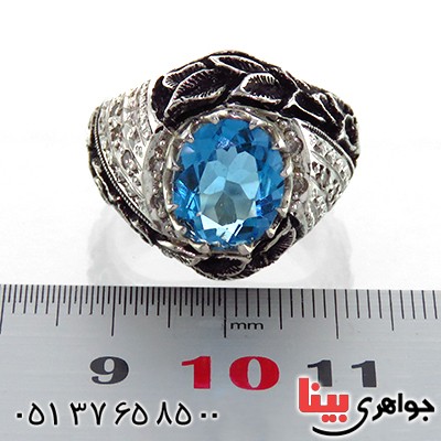 انگشتر توپاز خاص مردانه درشت قلم زنی فاخر _کد:1862