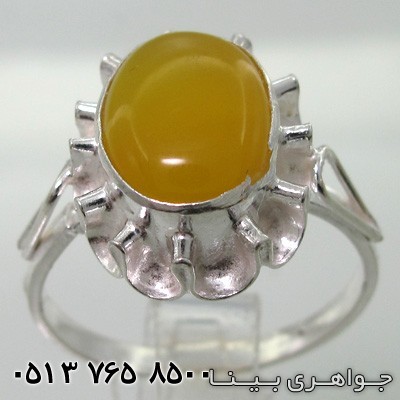 انگشتر عقیق زرد شرف الشمس طرح گل