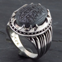 انگشتر حدید صینی مردانه درشت حکاکی برجسته چهارده معصوم 