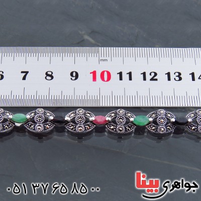 دستبند چند جواهر یاقوت و زمرد زنانه سنگین درجه یک _کد:13540