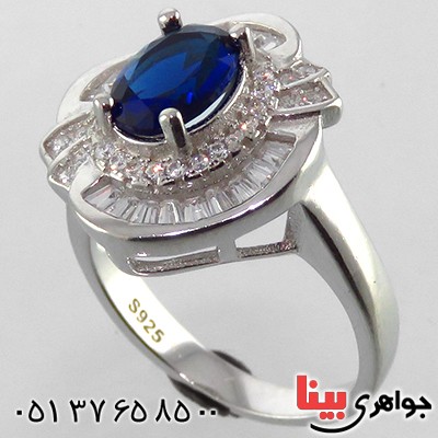 انگشتر یاقوت کبود زنانه رودیوم مدل شنتیا _کد:13555