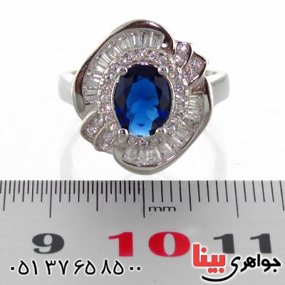 انگشتر یاقوت کبود زنانه رودیوم مدل شنتیا _کد:13555