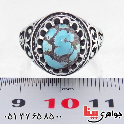 انگشتر فیروزه نیشابوری شجری مردانه اسلیمی _کد:13556