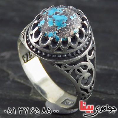 انگشتر فیروزه نیشابوری شجری مردانه اسلیمی _کد:13562