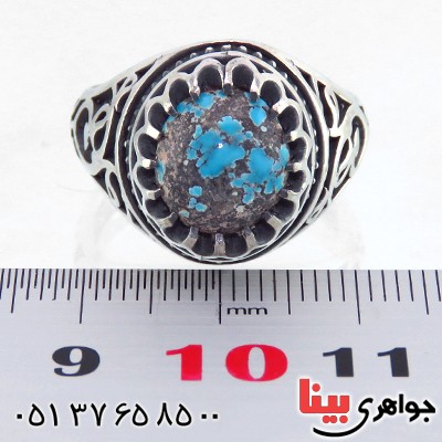 انگشتر فیروزه نیشابوری شجری مردانه اسلیمی _کد:13562