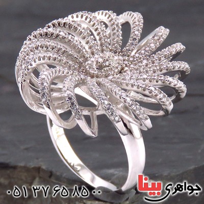 انگشتر نقره زنانه مجلسی رودیوم میکروستینگ مدل مهتا _کد:13567