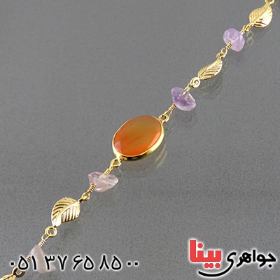 دستبند عقیق یمنی و آمتیست زنانه مدل فرنوش _کد:13576