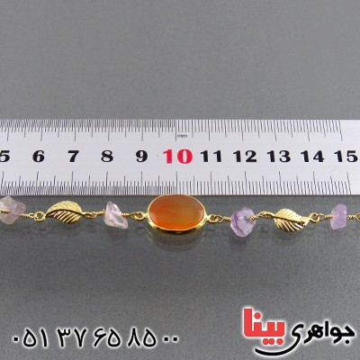 دستبند عقیق یمنی و آمتیست زنانه مدل فرنوش _کد:13576