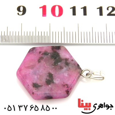 گردنبند رودونیت تراش 6 ضلعی _کد:13580