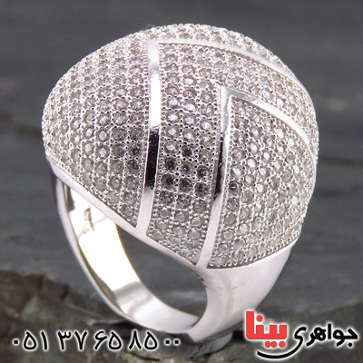 انگشتر نقره زنانه رودیوم مجلسی میکروستینگ مدل لیندا _کد:13585