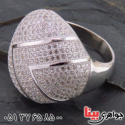 انگشتر نقره زنانه رودیوم مجلسی میکروستینگ مدل لیندا _کد:13585