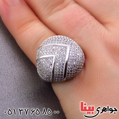 انگشتر نقره زنانه رودیوم مجلسی میکروستینگ مدل لیندا _کد:13585