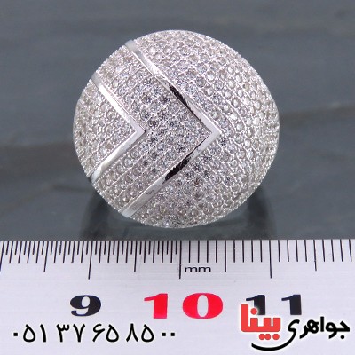 انگشتر نقره زنانه رودیوم مجلسی میکروستینگ مدل لیندا _کد:13585