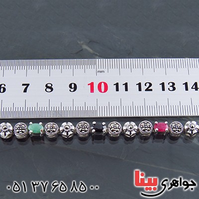 دستبند چند جواهر یاقوت و زمرد زنانه سنگین درجه یک _کد:13587