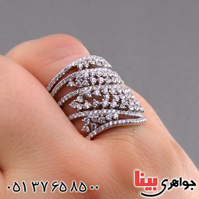 انگشتر زیرکن (زرقون) زنانه رودیوم مجلسی مدل شایلی _کد:13588