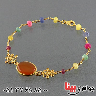 دستبند عقیق یمنی و تورمالین زنانه مدل نغمه _کد:13590