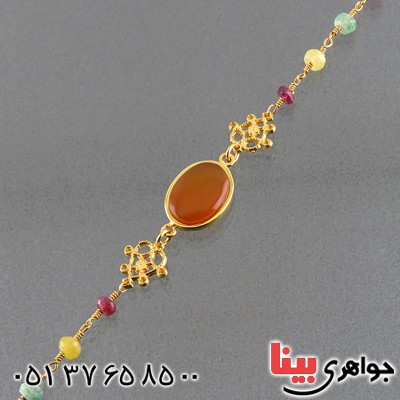 دستبند عقیق یمنی و تورمالین زنانه مدل نغمه _کد:13590